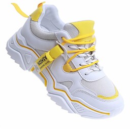 Sznurowane biało żółte buty sportowe