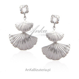 ankabizuteria.pl Kolczyki srebrne Swarovski - Liść miłorzębu