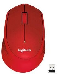 Logitech M330 Silent Plus Czerwony Myszka komputerowa