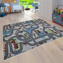 Dywan Ulice Miasto Auta Cars 250x250 Scanroad szaro-niebieski