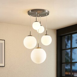 Lampa wisząca Lindby Heleska, biała, szklana, 5-punktowa, Ø