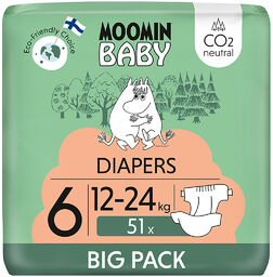 Moomin Baby rozmiar 6 Junior, 12-24 kg, pieluchy,