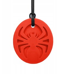 Gryzak Logopedyczny Naszyjnik PAJĄK Czerwony Bardzo Miękki