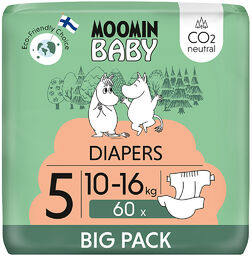 Moomin Baby rozmiar 5, 10-16 kg, pieluchy, 60