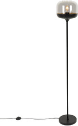 Designerska lampa podłogowa czarna ze złotem i dymionym