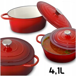 Rondel żeliwny emaliowany Garnek 4L z pokrywą