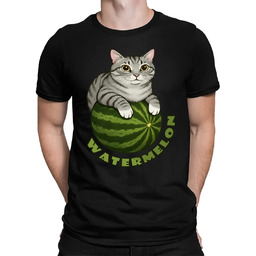 Watermelon - kot na arbuzie - męska koszulka