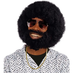 Black Afro Wig and Beard Set (peruka)