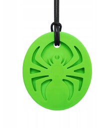 Gryzak Logopedyczny Terapeutyczny Naszyjnik PAJĄK Zielony Miękki