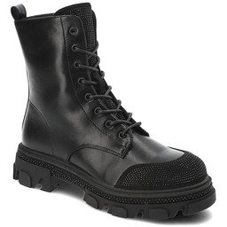 Czarne Botki S.Barski Ocieplane Workery Damskie