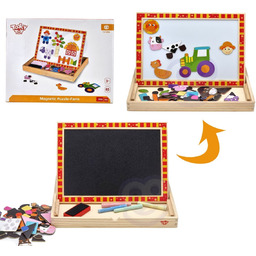 TOOKY TOY Drewniana Tablica Dwustronna Puzzle Układanka Magnetyczna