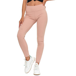 Moraj Beżowe Legginsy Damskie Z Wysokim Stanem