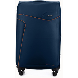 Średnia walizka miękka M Solier STL1651 granatowo-brązowa