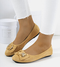 Beżowe baleriny z klamrą Ribero-37