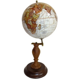Globus na drewnianej podstawie Drewno Mosiądz