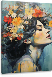 Muralo Obraz Do Salonu Portret Kobiety Z Kwiatami