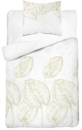 Pościel satynowa 140x200 Home Satin 40 biała liście