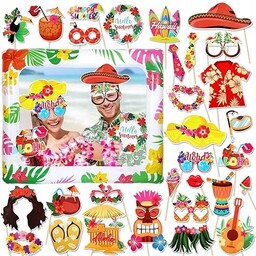 Rekwizyty do fotobudki hawajskie 30 szt. ramka nadmuchiwana