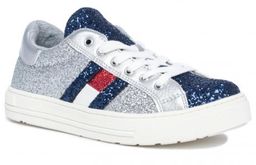 Tommy Hilfiger 0707Y365 półbuty trampki dziecięce srebrny brokat