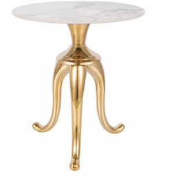 Ława Snake Biały Połysk, Efekt Marmuru, Złota Podstawa