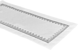 Bieżnik z błyszczącą nitką i aplikacją biały OH-253-B