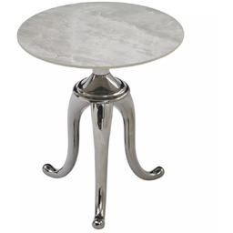 Ława Snake Biały Połysk, Efekt Marmuru, Srebrna Podstawa