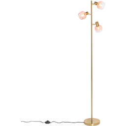 Lampa stojąca art deco złota z różowym szkłem