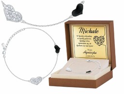 Srebrna Bransoletka 925 Serduszka Grawer