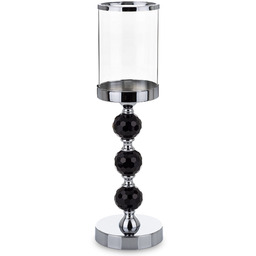 Świecznik metalowy szklany srebrno czarny 41x12x12169271