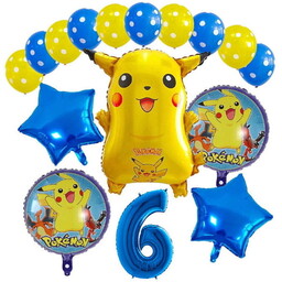 ZESTAW BALONÓW NA 6 URODZINY 6 LATEK POKEMON