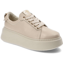 Chebello Beżowe Sneakersy Wygodne Obuwie Damskie