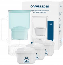 Dzbanek filtrujący szklany Wessper aquamax 3l 4x Filtr
