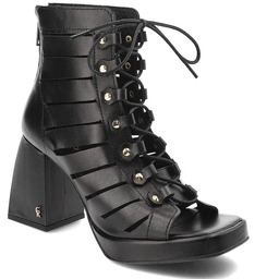 Carinii Czarne Botki Stylowe Buty Damskie Na Obcasie