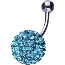 Srebrny kolczyk do pępka 925 niebieska kuleczka
