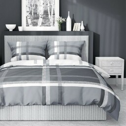 Pościel satynowa 220x200 Home Satin 40 szara biała