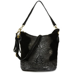 Shopperka czarna skórzana croco W13