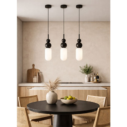 Lampa wisząca biało-czarna Nova Black P0641, nad stół,