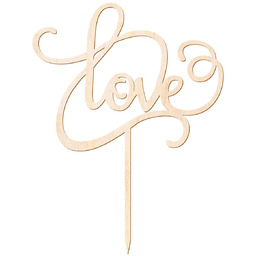 Topper drewniany na tort Love - 16 cm