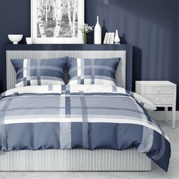 Pościel satynowa 220x200 Home Satin 40 niebieska biała