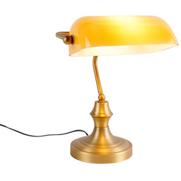 Inteligentna lampa bankierska brązowa ze szkłem bursztynowym