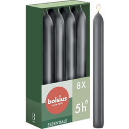 Bolsius Gładkie świece antracytowe 8 sztuk w kartonie