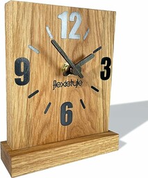 FLEXISTYLE Nowoczesny zegar stojący mały z drewna dębowego