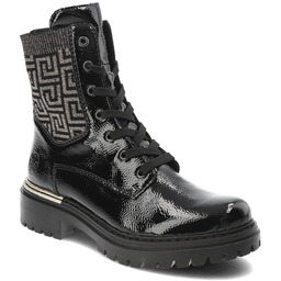 Czarne Botki Rieker Modne Workery Damskie