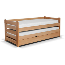 Drewniane łóżko młodzieżowe podwójne wysuwane For 2 Plus