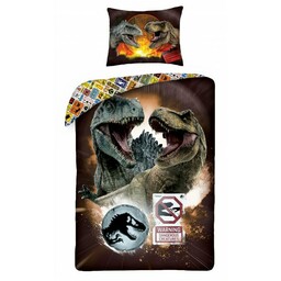 Halantex Pościel bawełniana 140x200 Dinozaury Jurassic World brązowa