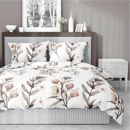 Pościel satynowa 140x200 Home Satin 54 biała beżowa