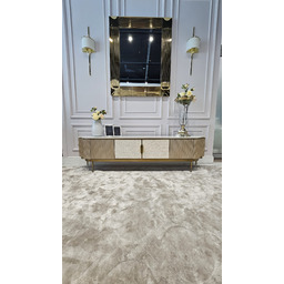 SZAFKA RTV o zaokrąglonych bokach, w kolorze szampańskiego