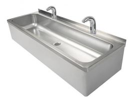 Xxlselect Umywalka dwustanowiskowa 1200x425x(h)265 mm, odpływ centralny