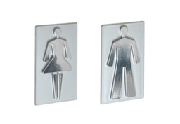 Oznaczenie toalety samoprzylepne -POSTAĆ 8,5 cm srebro -