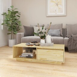 vidaXL Stolik kawowy, 110x50x33,5 cm, lite drewno sosnowe